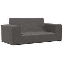 Dvivietė vaikiška sofa, antracito spalvos, minkštas pliušas