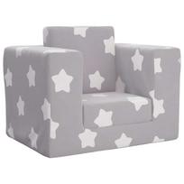 Vaikiška sofa-lova, pilka, minkštas pliušas, su žvaigždėmis