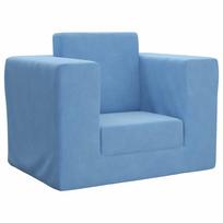 Vaikiška sofa-lova, mėlynos spalvos, minkštas pliušas
