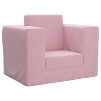 Vaikiška sofa-lova, rožinės spalvos, minkštas pliušas