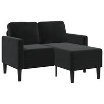 Dvivietė sofa su šezlongu, L formos, juoda, 125 cm, aksominis