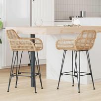 Baro Kėdė 2 pcs Natūrali 55 x 52 x 92 cm Ratanas ir Geležis