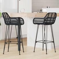 Baro Kėdė 2 pcs Juoda 55 x 52 x 105 cm Ratanas ir Geležis