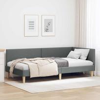 Kampinė lovos konstrukcija Tamsiai pilka 90 cm x 200 cm