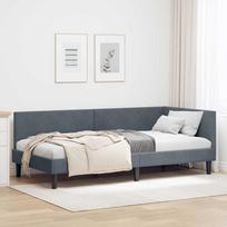 Kampinė lovos konstrukcija Tamsiai pilka 90 cm x 200 cm