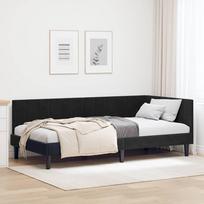 Kampinė lovos konstrukcija Juoda 90 cm x 200 cm Aksomas