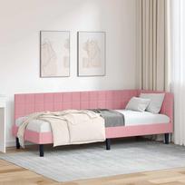 Kampinė lovos konstrukcija Rožinė 80 cm x 200 cm Aksomas