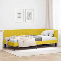 Kampinė lovos konstrukcija Geltona 90 cm x 200 cm Aksomas