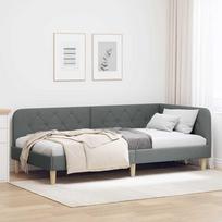 Kampinė lovos konstrukcija Tamsiai pilka 90 x 200 cm audinys