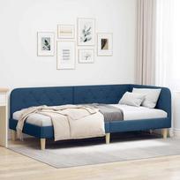 Kampinė lovos konstrukcija Mėlyna 90 x 200 cm audinys