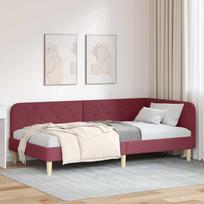 Kampinė lovos konstrukcija Vyno raudona 100 x 200 cm audinys