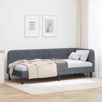 Kampinė lovos konstrukcija Tamsiai pilka 80 x 200 cm Aksomas