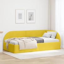 Kampinė lovos konstrukcija su galvūgalio Geltona 80 cm x 200 cm