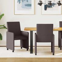 Valgomojo Kėdės su Ratukais 2 pcs Tamsiai rudas 57 x 66 x 94 cm