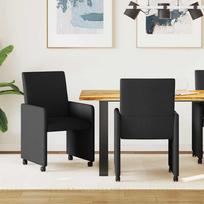 Valgomojo Kėdės su Ratukais 2 pcs Juoda 57 x 66 x 94 cm audinys
