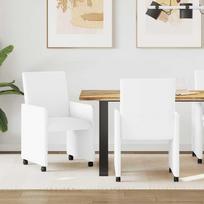 Valgomojo Kėdės su Ratukais 2 pcs Balta 57 x 66 x 94 cm