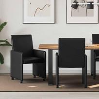 Valgomojo Kėdės su Ratukais 2 pcs Juoda 57 x 66 x 94 cm