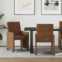 Valgomojo Kėdės su Ratukais 2 pcs Ruda 57 x 66 x 94 cm