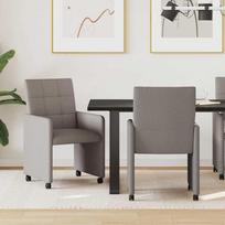 Valgomojo Kėdės su Ratukais 2 pcs Taupe 58 x 65 x 94 cm audinys