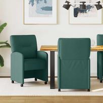 Valgomojo Kėdės su Ratukais 2 pcs Tamsiai žalia 57 x 67 x 95 cm