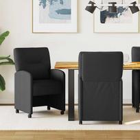 Valgomojo Kėdės su Ratukais 2 pcs Juoda 57 x 67 x 95 cm audinys
