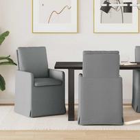 Valgomojo kėdės 2 pcs Šviesiai pilka 57 x 67 x 98 cm audinys