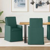 Valgomojo kėdės 2 pcs Tamsiai žalia 57 x 67 x 98 cm audinys