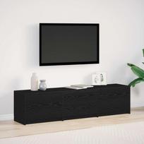 Televizoriaus spintelė su LED Juodas ąžuolas 165 x 34 x 40 cm