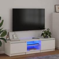 Televizoriaus spintelė su LED apšvietimu, balta, 140x40x36cm