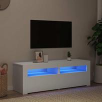 TV spintelė su LED apšvietimu, balta spalva, 120x35x40 cm