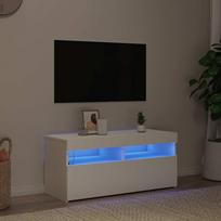 Televizoriaus spintelė su LED apšvietimu, balta, 90x35x40cm