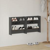 Sieninės spintelės batams, 2vnt., pilkos, 60x18x60cm, mediena