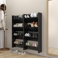 Sieninės spintelės batams, 4vnt., juodos, 60x18x60cm, mediena