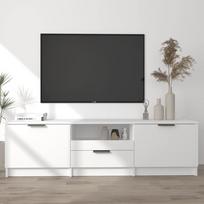 TV spintelė, balta, 140x35x40 cm, inžinerinė mediena