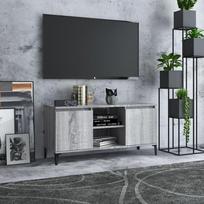 TV spintelė su metalinėmis kojomis, pilka ąžuolo, 103,5x35x50cm