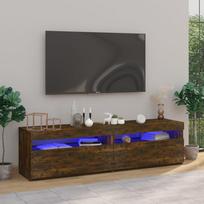 Televizoriaus spintelės su LED, 2vnt., ąžuolo, 75x35x40cm
