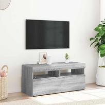 TV spintelė su LED apšvietimu, pilka ąžuolo, 90x35x40cm
