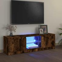 TV spintelė su LED apšvietimu, dūminio ąžuolo, 120x30x36cm