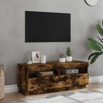 Televizoriaus spintelė su LED, dūminio ąžuolo, 100x35x40cm