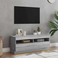 Televizoriaus spintelė su LED, pilka ąžuolo, 100x35x40cm