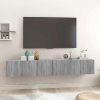 Pakabinamos TV spintelės, 3vnt., pilkos, 60x30x30cm, mediena