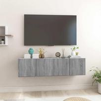 Pakabinamos TV spintelės, 2vnt., pilkos, 60x30x30cm, mediena