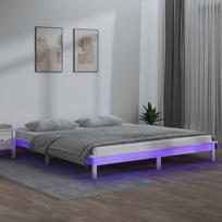 Lovos rėmas su LED, baltas, 180x200cm, mediena, itin didelis