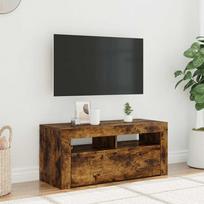 TV spintelė su LED apšvietimu, dūminio ąžuolo, 90x35x40cm