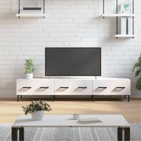 Televizoriaus spintelė, balta, 150x36x30cm, mediena, blizgi