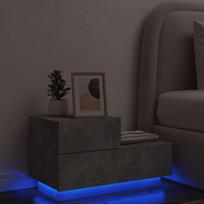 Naktinė spintelė su LED lemputėmis, betono pilka, 70x36x40,5cm