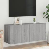 Prie sienos montuojama TV spintelė, pilka ąžuolo, 100x30x41cm