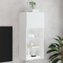 TV spintelė su LED lemputėmis, baltos spalvos, 40,5x30x90cm