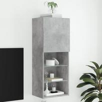 TV spintelė su LED lemputėmis, betono pilka, 40,5x30x102cm