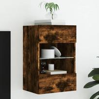 Sieninė TV spintelė su LED lemputėmis, dūminė, 40x30x60,5cm